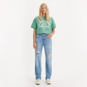 Levi’s Lo Pro Straight Leg Jeans Light Blue Distressed Size 29